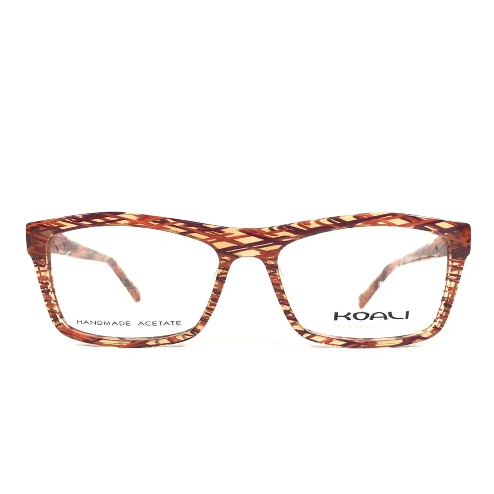 Koali Eyeglasses Frames 7665K OP014 Brown Red Rectangle Full Rim 53-15-135